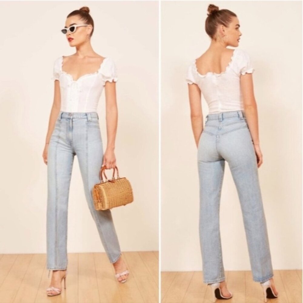 REFORMATION 70s Jean Skye Light Blue Straight Leg Retro Denim Size 24